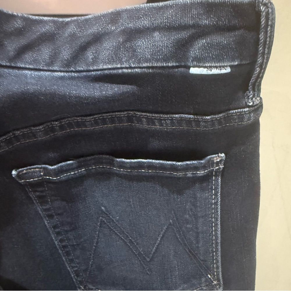 MOTHER The Looker High Waist Ankle Fray Last Call Dark Blue Jeans Size 30 - Picture 2 of 11